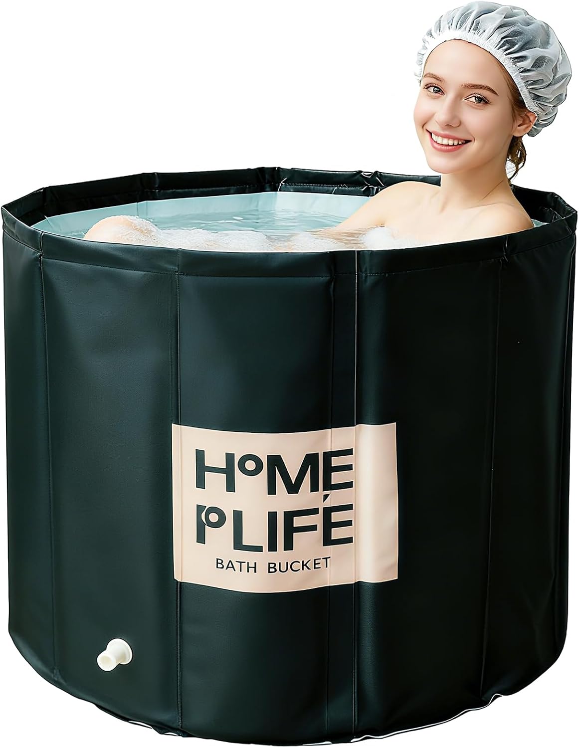 Portable Foldable Bathtub, Soaking Bathtub for Shower and Ice Bath, Home Sauna SPA Bath Tub for, Cold Plunge Tub for Recovery (80 x 65cm)