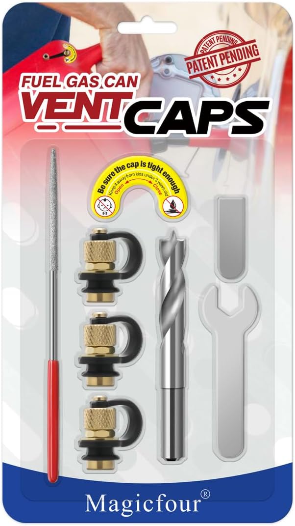 Magicfour Gas Can Vent Cap, 3 Pack Fuel Gas Vent Kit Replacement Vent Plug for Gas Fuel Water Can Jug to Allow Faster Flowing, No Wire Pull Needed