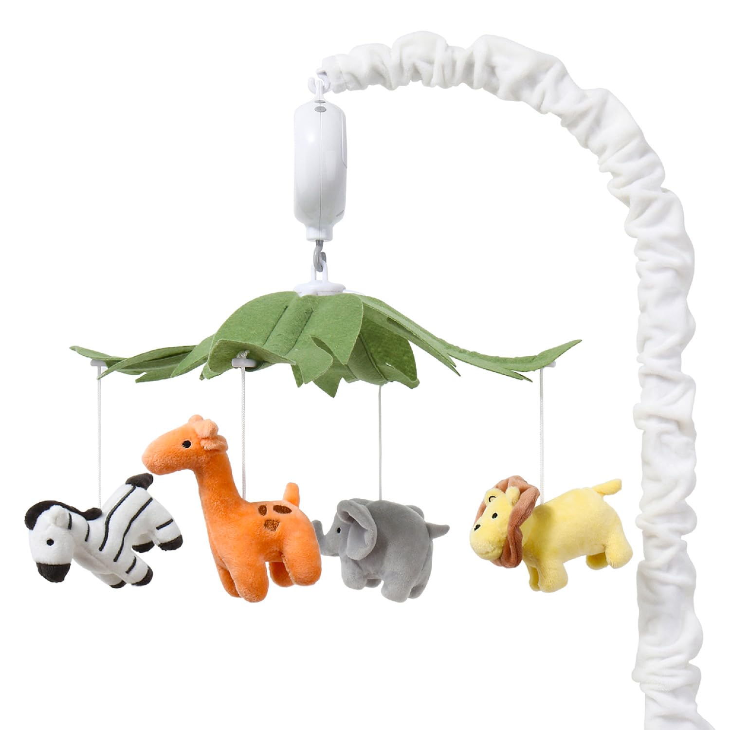 The Peanutshell Crib Mobile for Boys or Girls - White Musical Baby Crib Mobile with 12 Lullabies, Jungle Animal, Baby Safari Animals Nursery Decor