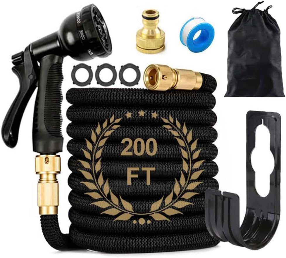 Blendra Expandable Garden Hose 200ft - Hosepipes for Garden Hose Pipe with 8-Way Spray Nozzle (3/4" & 1/2" Connectors) for Outdoor Gardening, Lightweight Durable, Lawn Care & Home Use