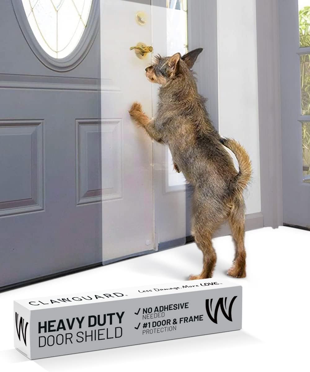 CLAWGUARD Heavy Duty Door Shield - The Ultimate Door Scratch Shield, Frame & Wall Scratch Protection Barrier for Dog and Cat Clawing, Scratching and Damaging Doors, Scratch Shield 20in x 44in