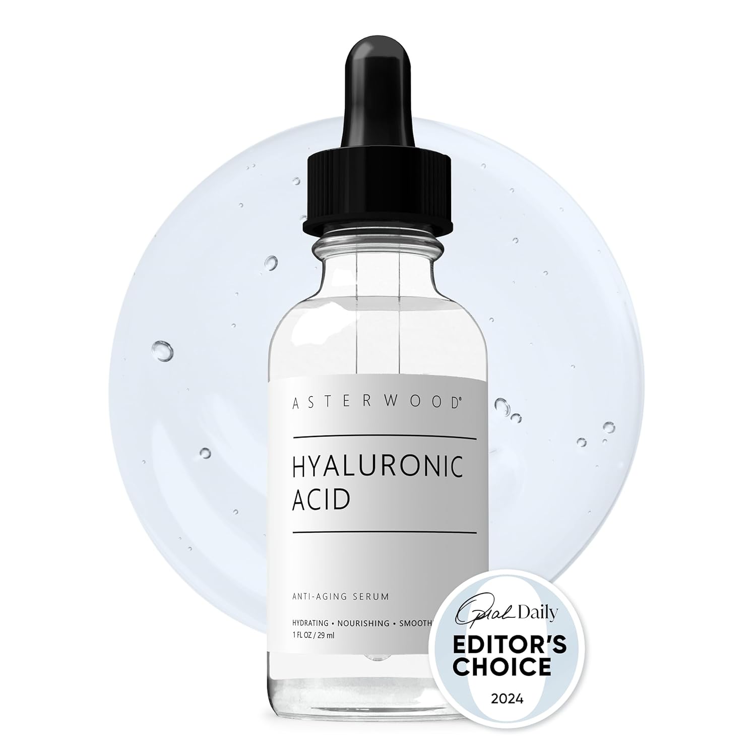 Asterwood Pure Hyaluronic Acid Serum for Face - Plumping, Anti-Aging & Hydrating - Fragrance-Free, Pairs Well with Vitamin C Face Serum & Hylunaric Acid Moisturizer, 29ml/1 oz
