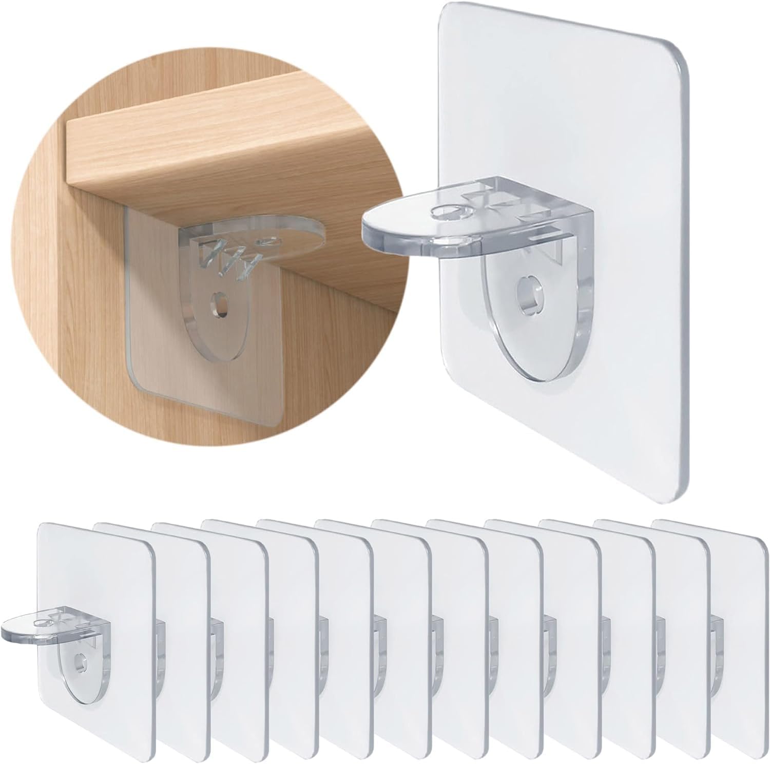 Punch Free Shelf Support Peg-Self Adhesive Shelves Clips for Kitchen Cabinet Book Shelves-Strong Partition Holders Pin for Closet Brackets Clapboard Layer-Load Bearing Type (Pack of 8Pcs)