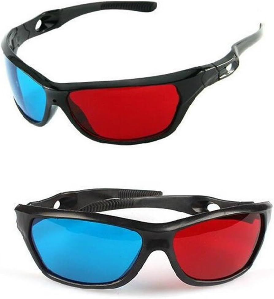 Red/Cyan Anaglyph Simple Style 3D Glasses 3D Movie Game-Extra Upgrade Style (2 Pairs)