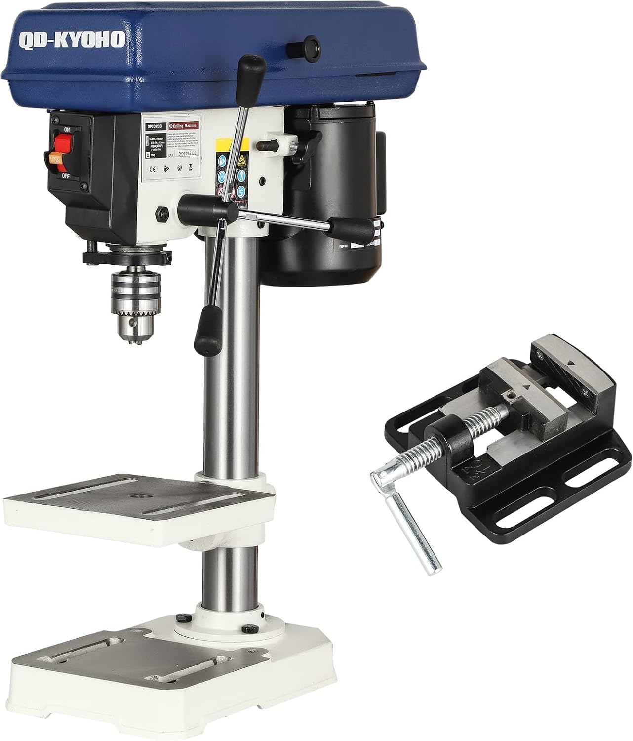 8" Benchtop Drill Press - 3.1A Motor Drill Press Heavy-Duty Cast Iron Head - Bench Drill Press 5 Speed Adjustable (620-3100 RPM) - 0-45°Tilting&Height Adjustable Table Drill Presses