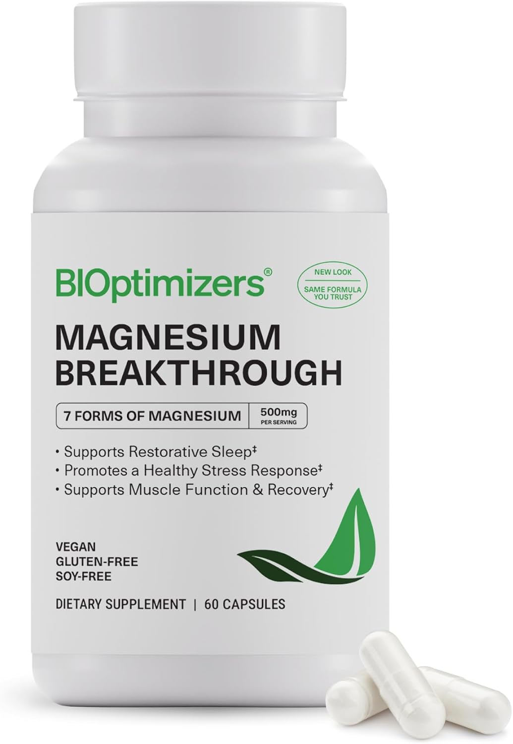 BIOptimizers Magnesium Breakthrough 500mg, 7 Forms of Magnesium 60 Capsules