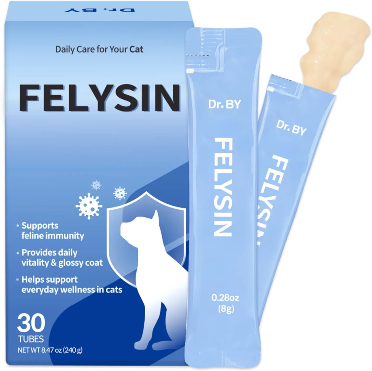 Doctor By FELYSIN L-Lysine for Cats Lickable Immune Support Supplement Allergy Relief, Sneezing, Runny Nose, Cold, Watery Eyes Respiratory Health with Beta-Glucan & Taurine – 30 Individually Packaged