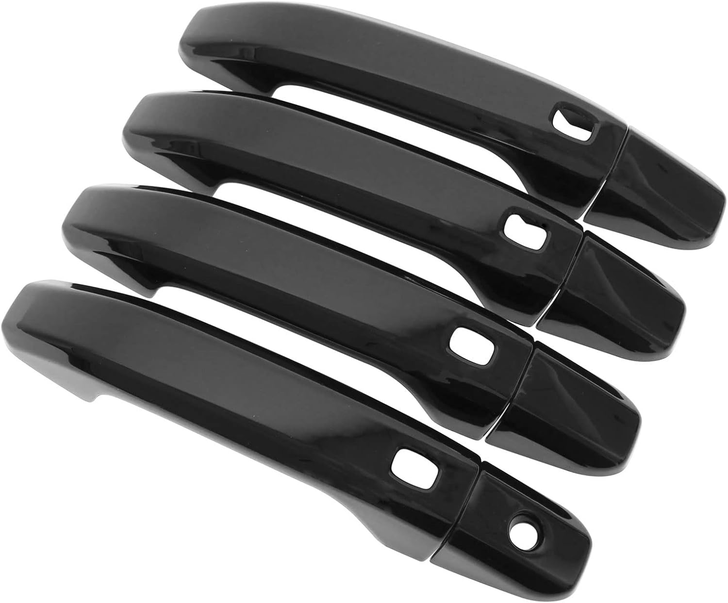 NewYall Glossy Black ABS Exterior Door Handle Cover for Silverado Sierra 1500 2500 3500 HD Yukon Tahoe 2019-2025 Front Rear Left Driver and Right Passenger Side with 4 Smartkey Cutout