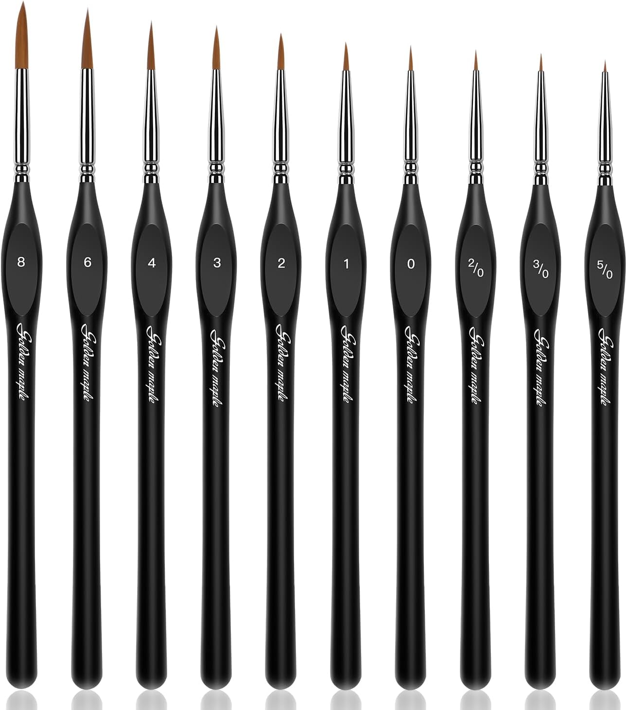 Golden Maple Detail Paint Brushes Set 10pcs Miniature Brushes for Fine Detailing & Art Painting - Acrylic, Watercolor,Oil,Models, 40k