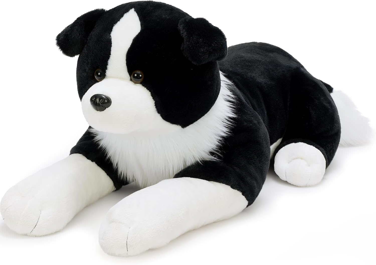 MaoGoLan 100cm Lying Border Collie Plush Toy, Large Cuddly Dog Soft Toy, Realistic Stuffed Animal Body Pillow for Kids Boys Girls, Birthday