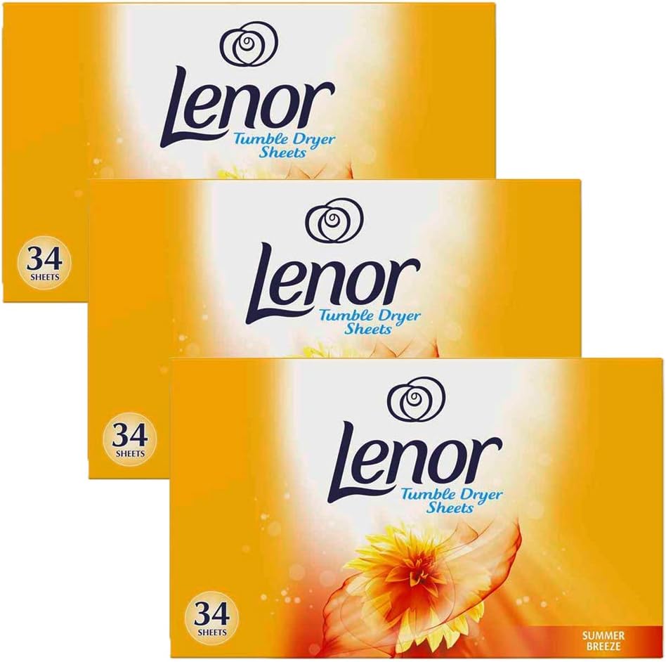 3 x 34 Tumble Dryer Sheets Summer Breeze Laundry Linen Fabric Conditioner Fresh Clothes