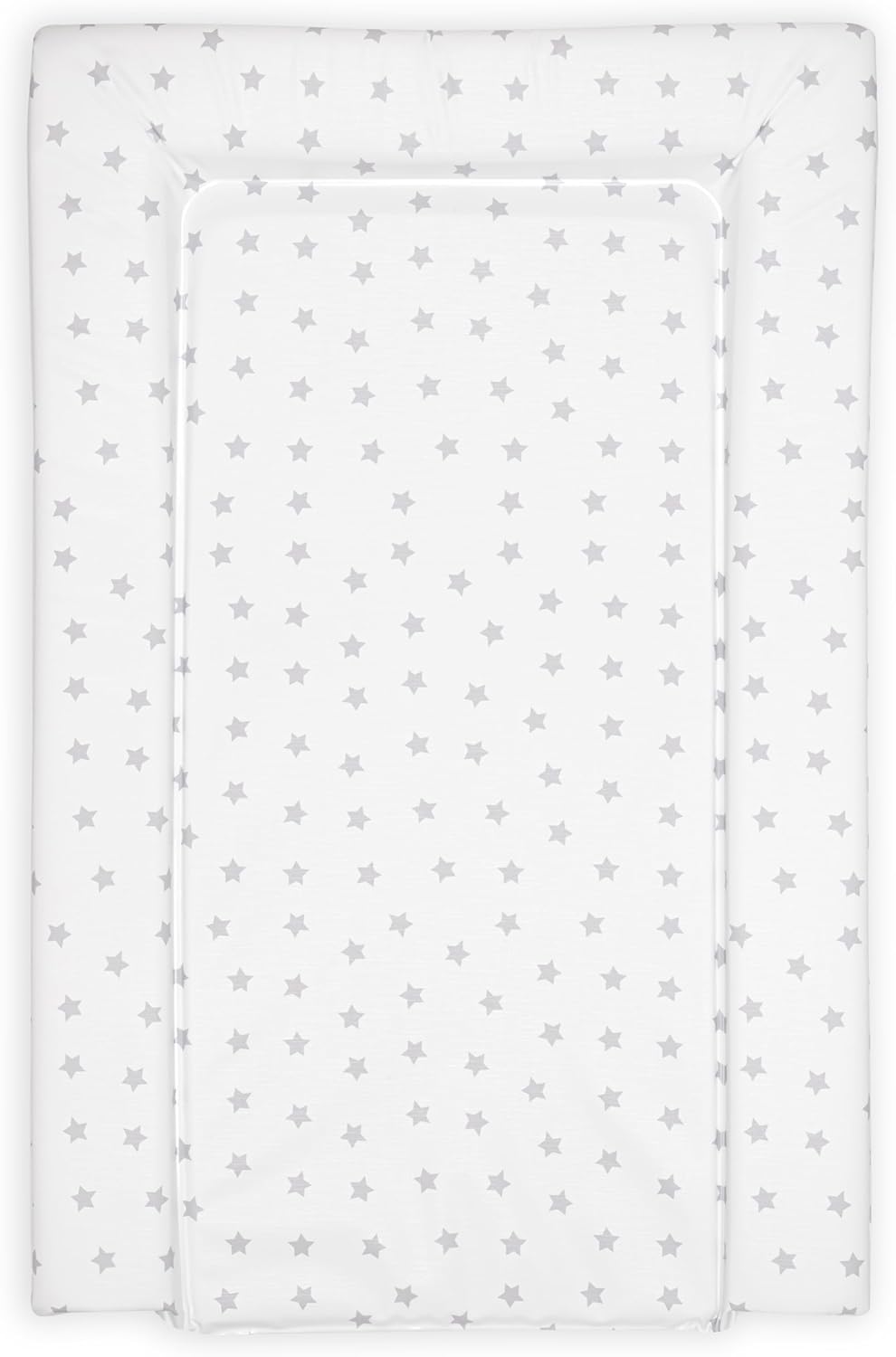 Baby Changing Mat, Grey Stars Deluxe Waterproof with Raised Padded Edges, Uniquely Designed, Easy Wipe Clean a Perfect, Practical Addition to Your Nursery 75cm x 47.5cm x 5cm