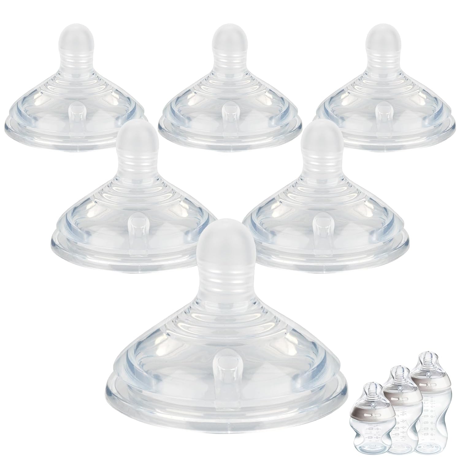 Silicone Baby Bottle Nipples for Tommee Natural Start Anti-Colic Bottles &Advanced Anti-Colic Bottles,Closer to Nature Bottles,Fast Flow,Size 3 Nipple,6m+, 4 Count