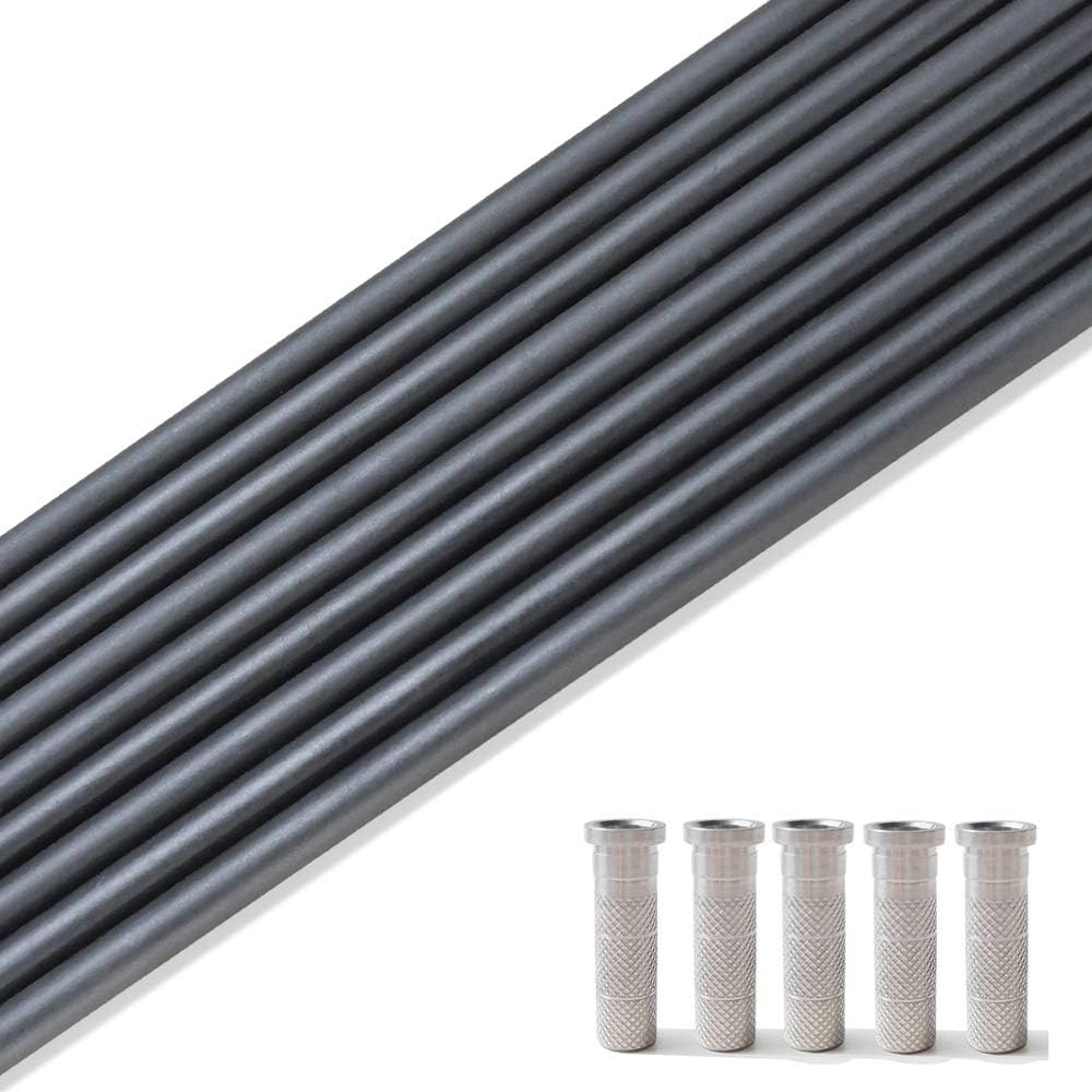 SHARROW Archery Carbon Arrow Shaft 30 inch Spine 500 Composite Carbon Fiber Shafts with Aluminum Arrow Insert for DIY Compound Recurve Bow Arrows