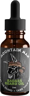 Badass Beard Care Oil for Men - Mountain Man Scent, 1 oz - All Natural Ingredients, Keeps Beard and Mustache Full, Soft and Healthy