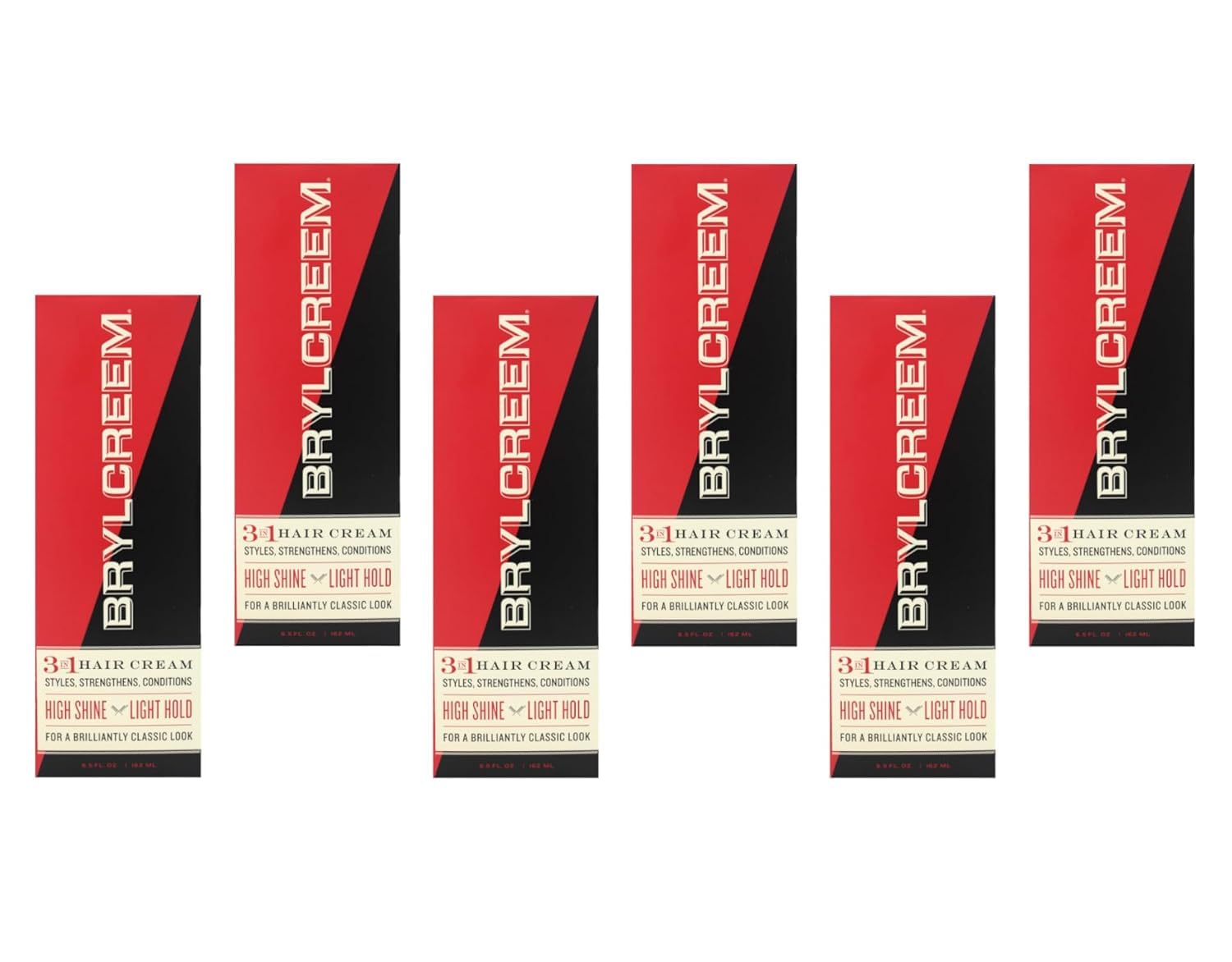 Brylcreem 3-in-1 Hair Cream, Styles, Strengthens, Conditions, High Shine, Light Hold, 5.5 oz (Pack of 6)