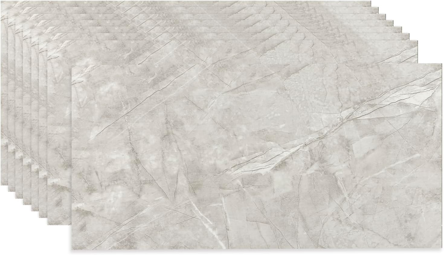 Tile Stickers Grey 60x30cm 10pcs, Self Adhesive Wall Tiles Marble, Peel and Stick Wall Waterproof Dark, Removable Stick on for Kitchen Backsplash Bathroom