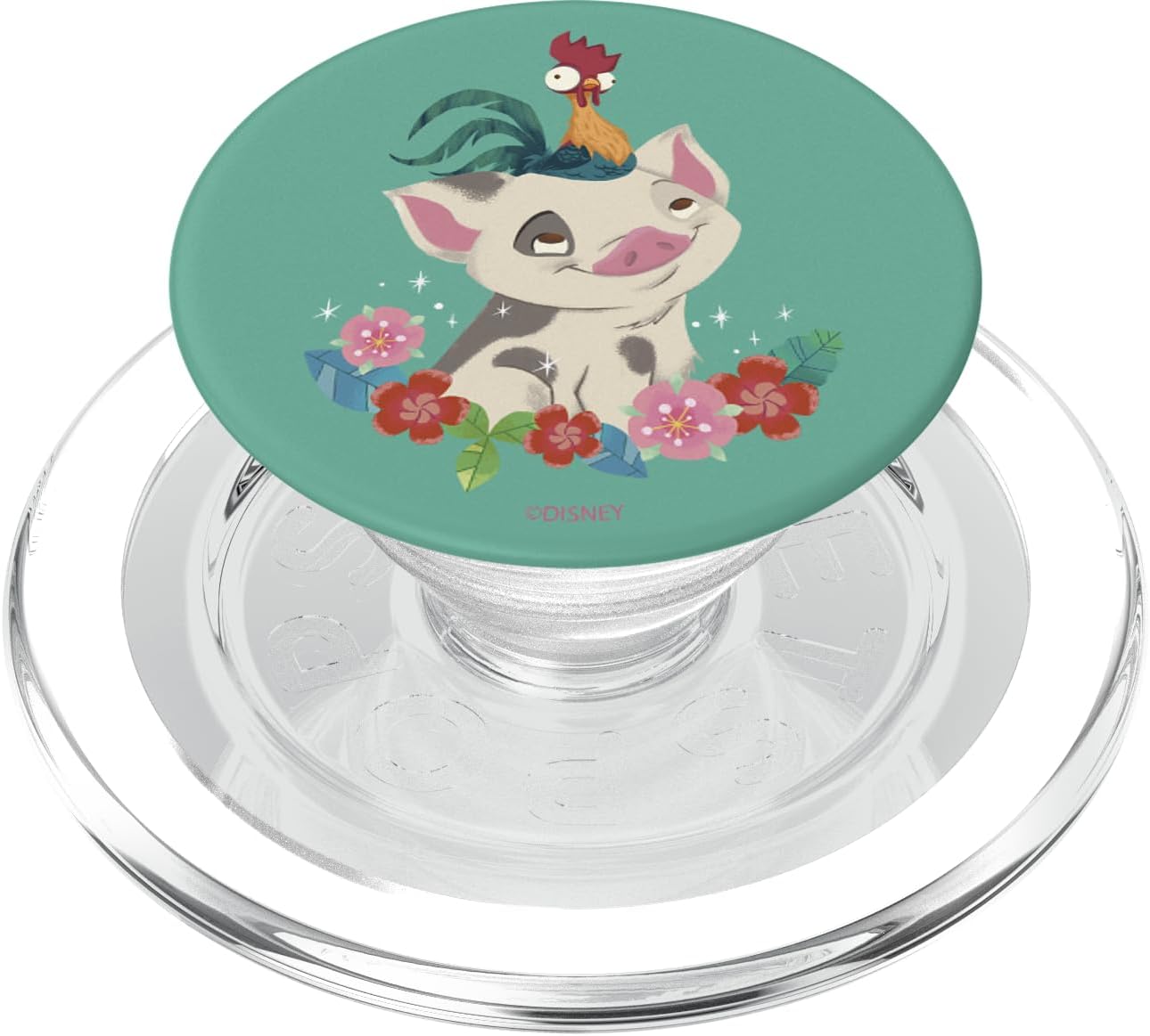 Disney Moana Pua And Hei Hei Floral Portrait PopSockets MagSafe PopGrip for iPhone