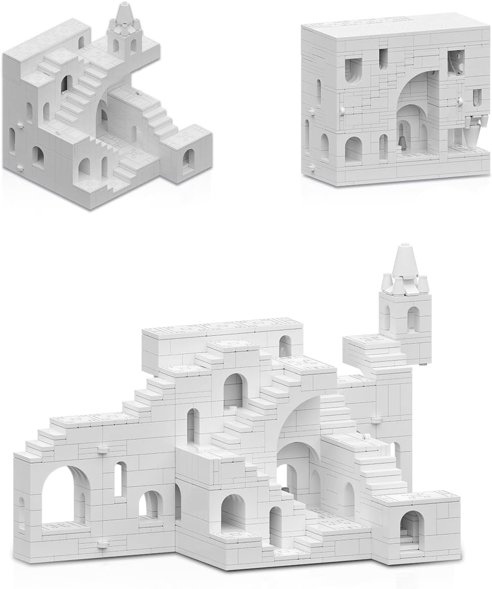 dOvOb 668PCS White Castle Building Blocks, Architectural Model Kit for Adults, Transformable & Collectible Display Set, Challenging Construction Toy for Teens and Adults
