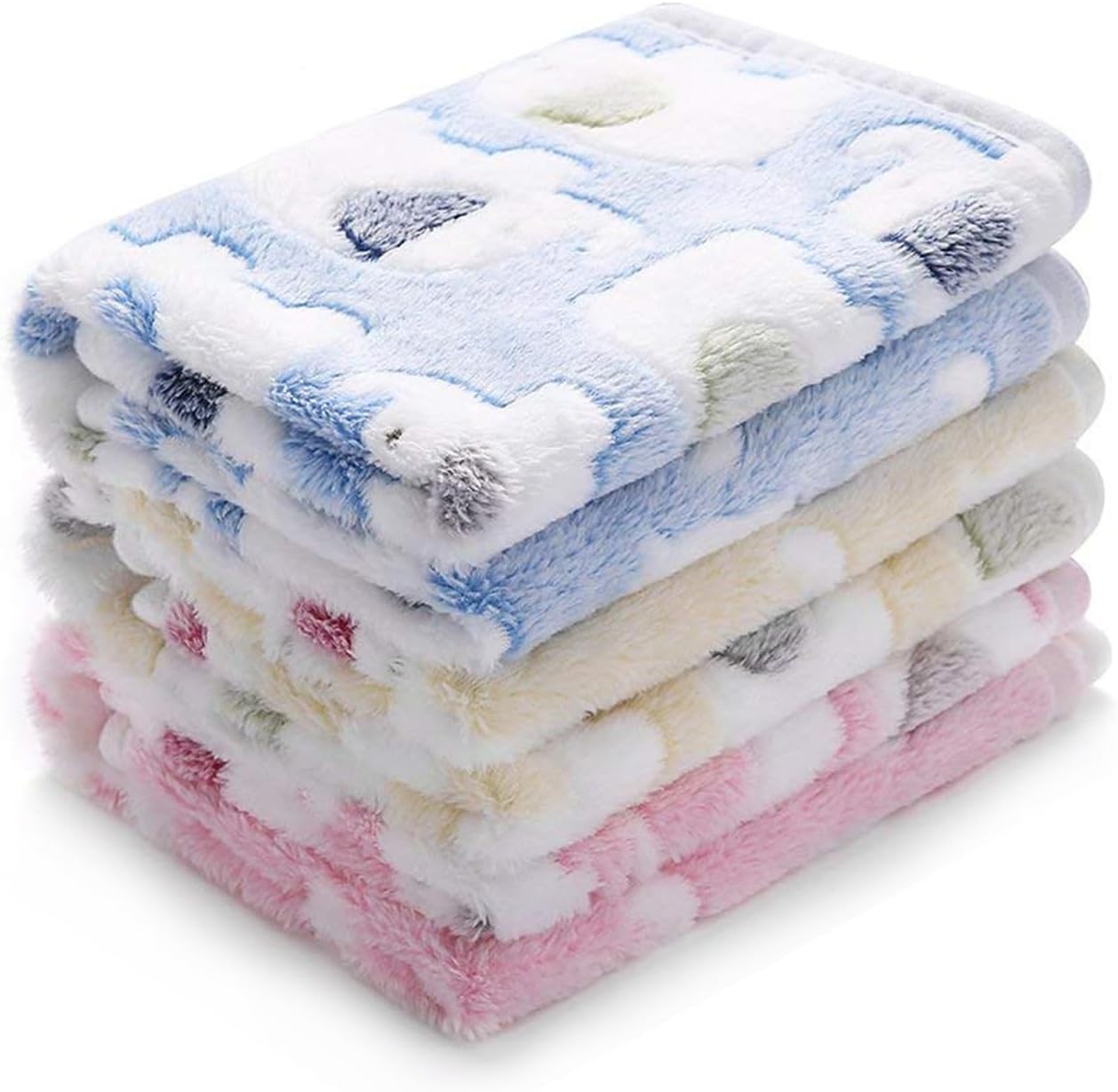 luciphia 1 Pack 3 Blankets Super Soft Fluffy Premium Cute Elephant Pattern Pet Blanket Flannel Throw for Dog Puppy Cat Blue/Pink/Yellow Small(23x16 inch)