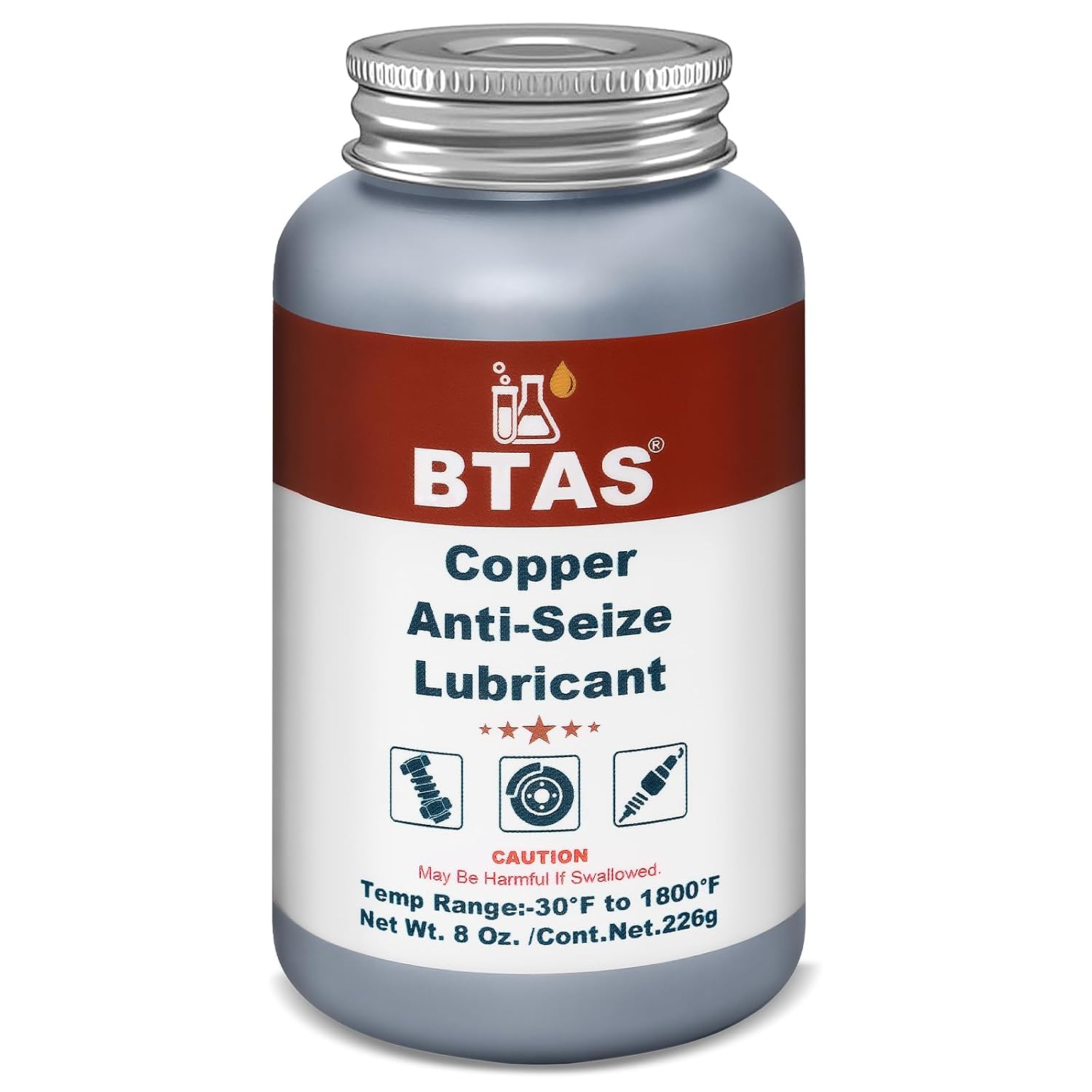 BTAS Copper Anti Seize Grease Lubricant High Temp Never Antiseize Compound for Spark Plug Bolts 8 oz