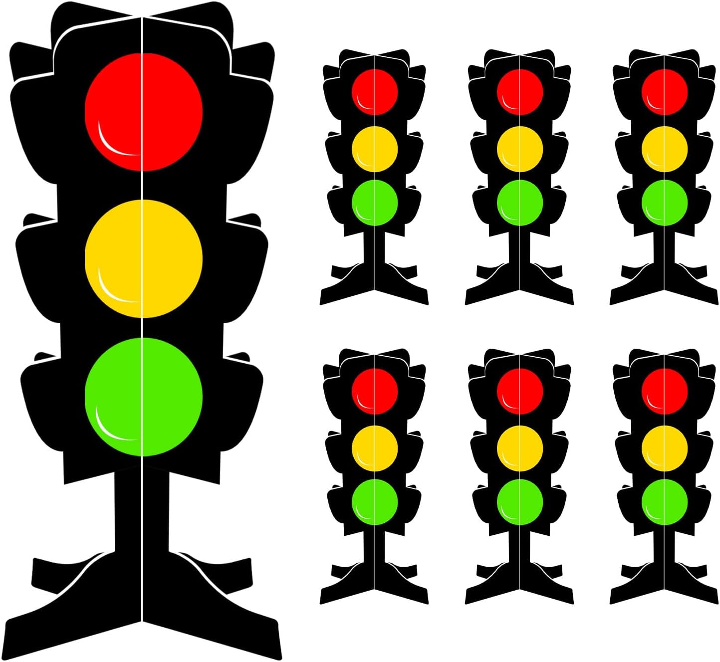 6 Pcs Traffic Light Centerpieces for Racing Cars Party Decorations, 3D Traffic Light Cardboard Car Fast One Birthday Decorations for Kids Transportation Construction Birthday Party Supplies