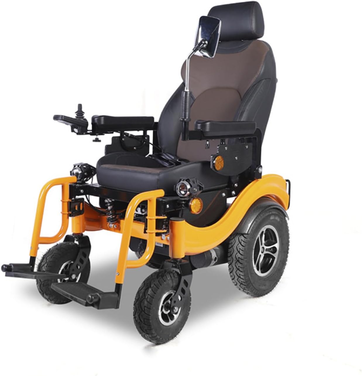 Electric Wheelchair, Foldable Electric Wheelchair, Carbon Steel Frame, with Rearview Mirror and Lights, Rear Storage Basket, Suitable for Adults/Elderly Travel