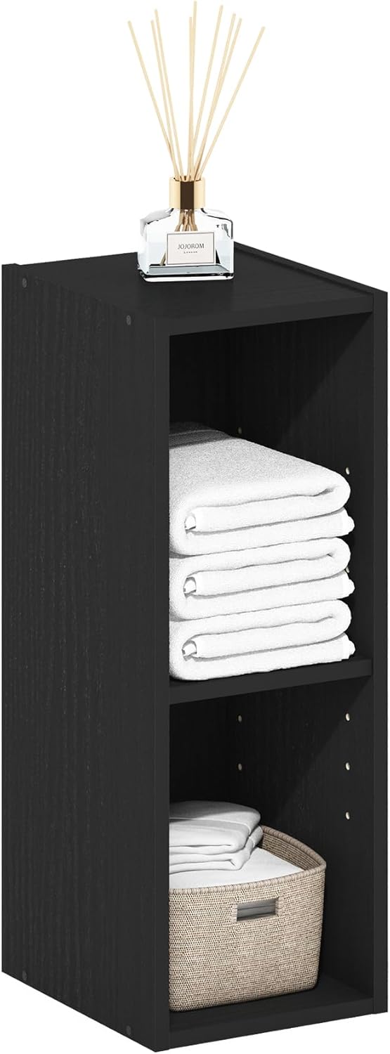 Furinno Fulda 2-Tier Space Saving Storage Shelf Bookcase, 20 cm Width, Blackwood