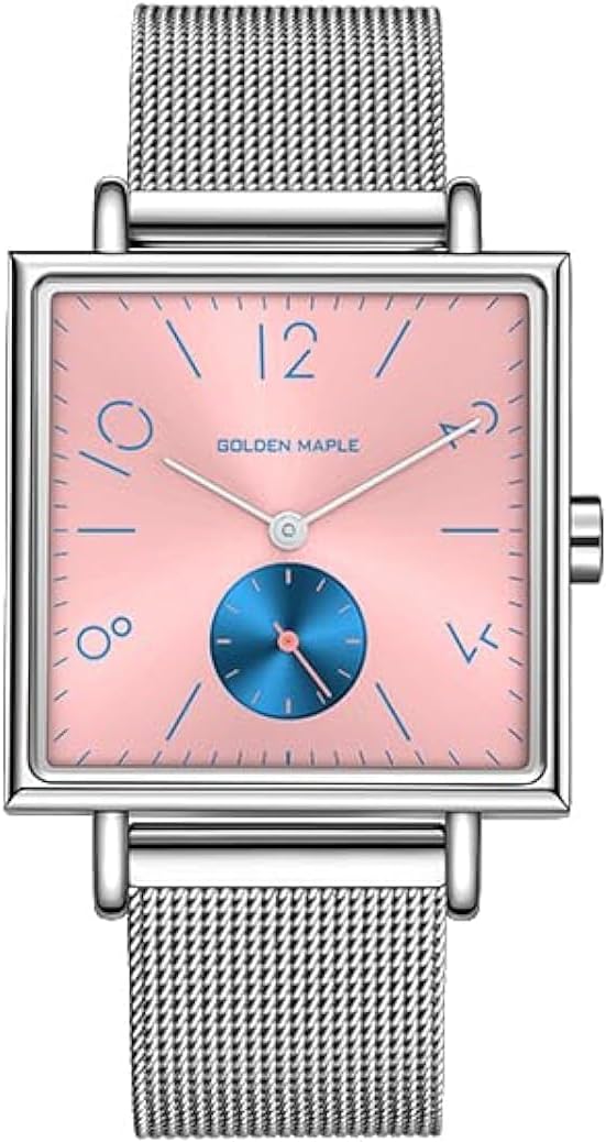 GOLDEN MAPLE Square Watches for Women, Quartz Movement and mesh Band