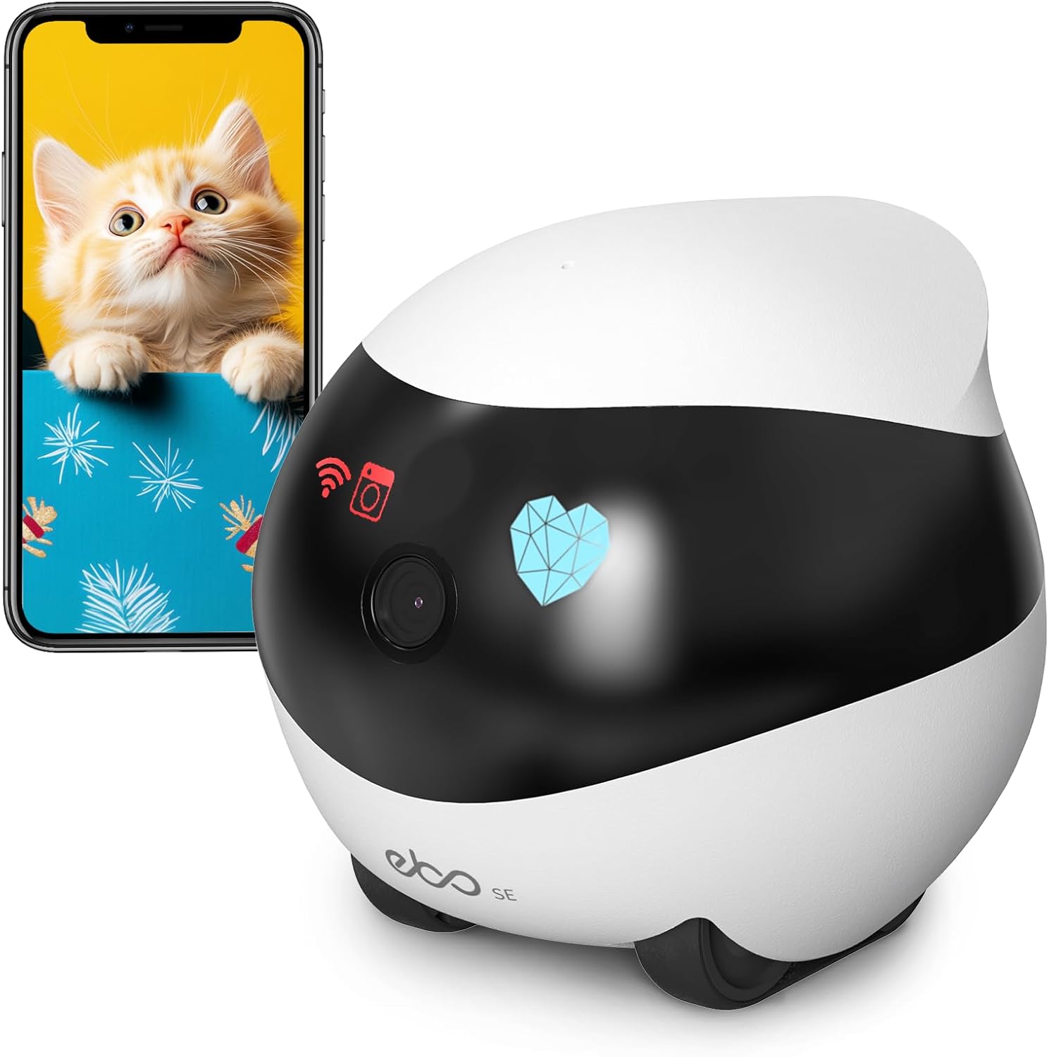 Enabot Home Security Camera EBO SE: 1080P Indoor Cam Battery-Operated, Auto-Recharge, Night Vision, Wireless Camera for Pet/Elderly/Baby, 2-Way Talk, Local Storage, APP Control
