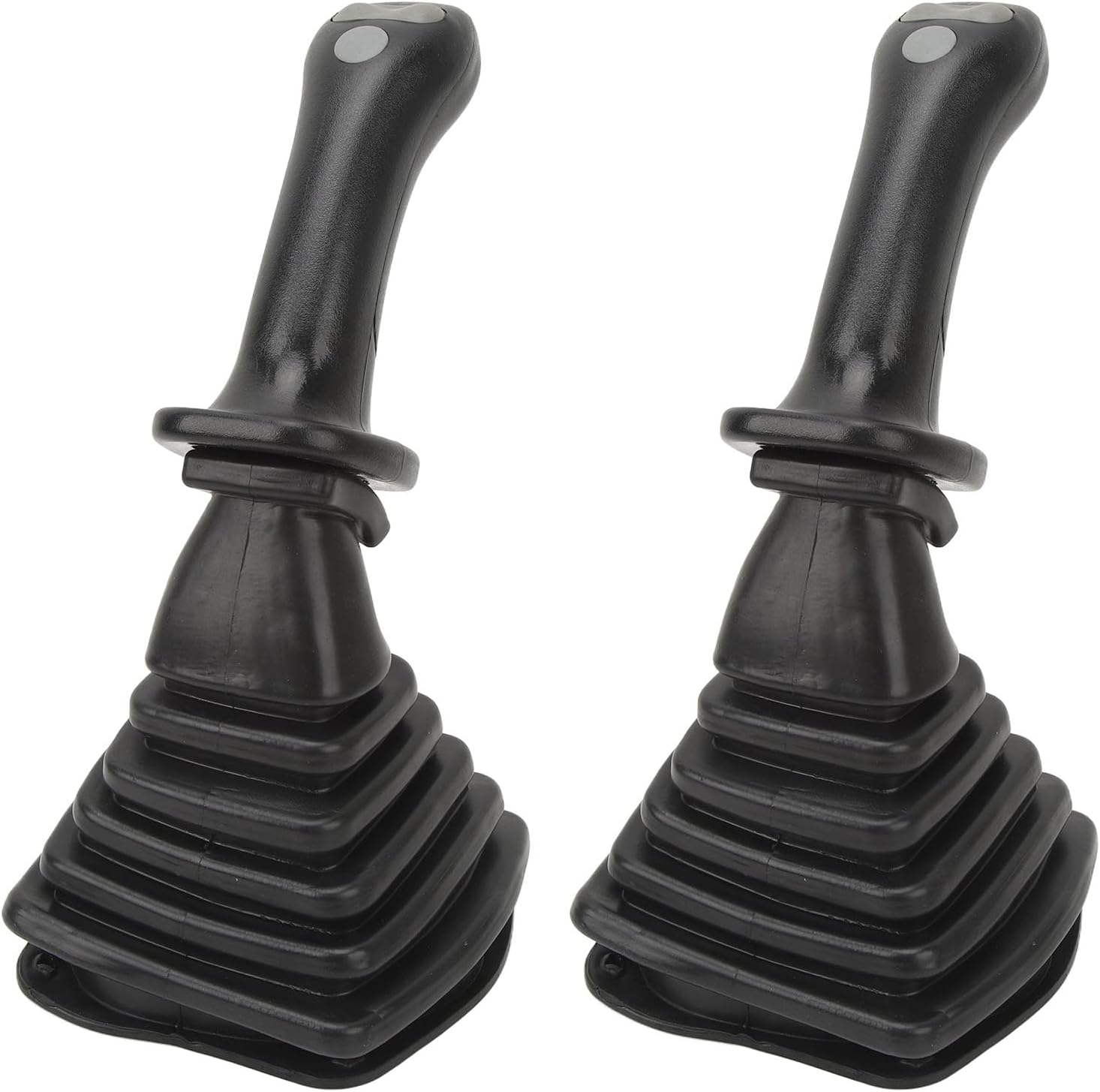 Fockety 3 Buttons Excavator Joystick Assy Handle Gears, 2Pcs L + R Excavator Joystick Handles with Dust Cover 6 Pin Aluminum Excavator Joystick Lever for Doosan DH DX150 215 225 300 370‑9C