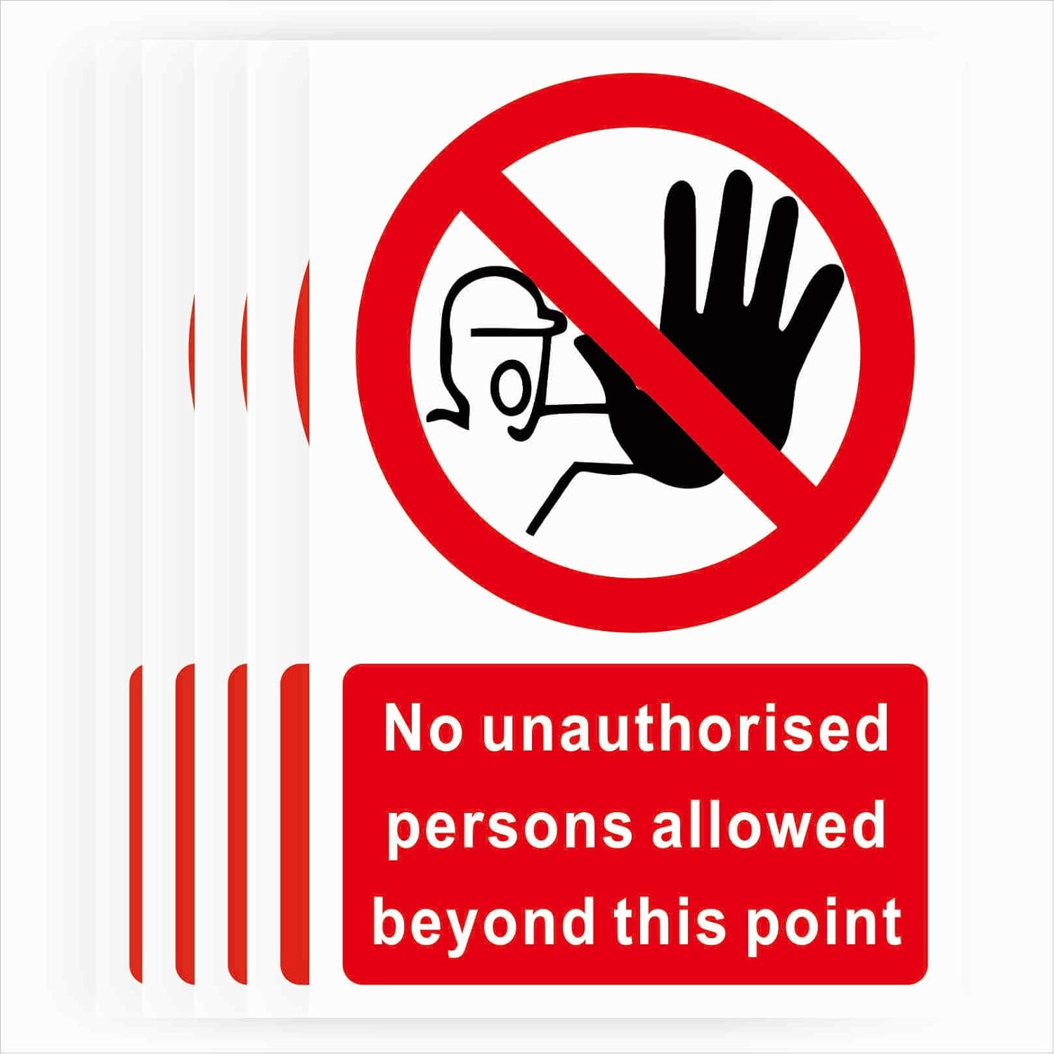 No Unauthorized Persons Allowed Beyond This Point - Safety Warning Sign, Off Limits, You Are Not Allowed At This Point Signage, Easy Installation, Rigid PVC, 200mm x 300mm Pack of 5