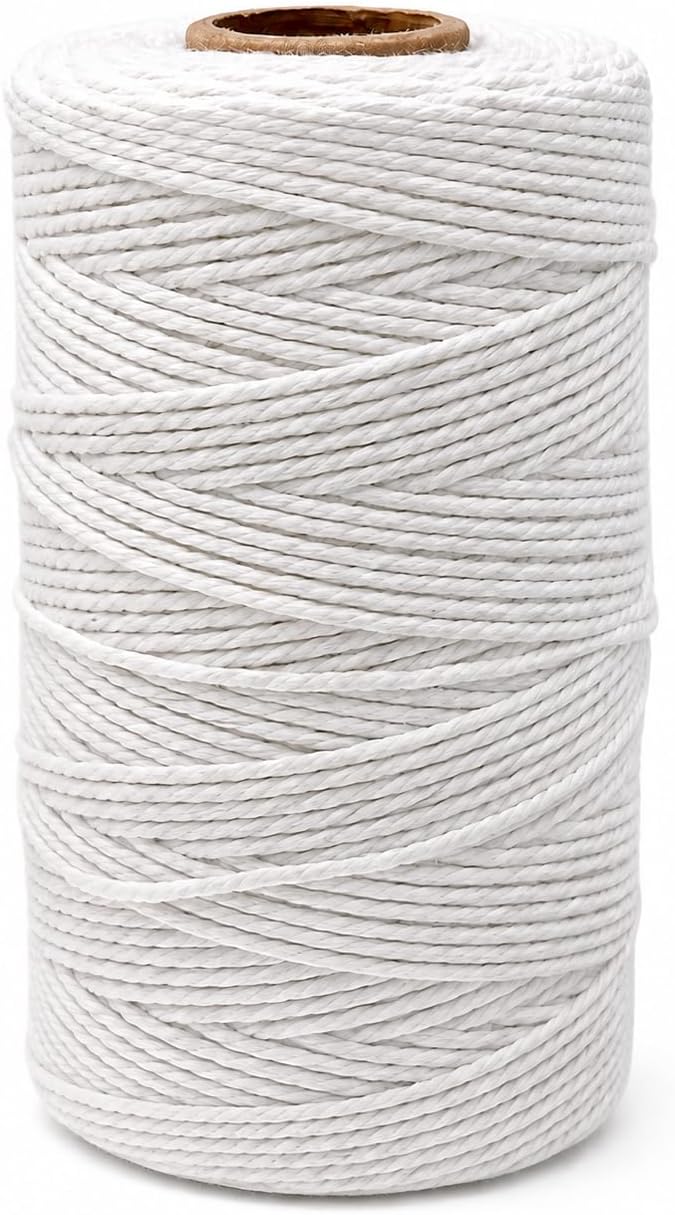 jijAcraft White String, Butchers Twine, 328 Feet 2mm Cotton Twine Strings for Cooking Crafts Gift Wrapping Turkey Sausage Gardening