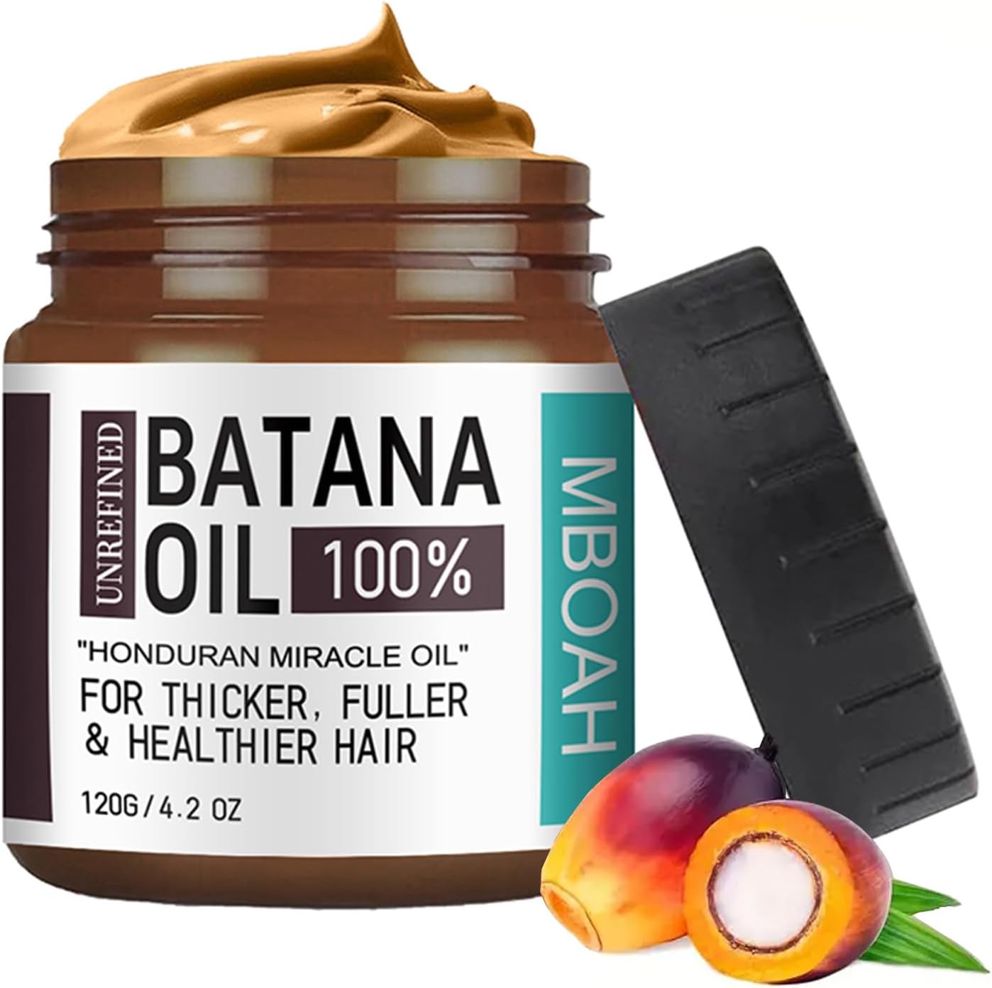 Raw Batana Oil for Hair Growth, 100% Natural Pure Organic Dr. Sebi Botana Oil, Prevents Hair Loss Enhances Hair Thickness Promotes Stronger Hair for Men & Women (4.2 OZ)