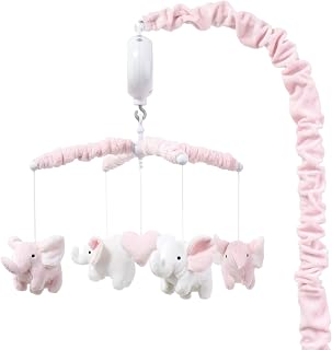 The Peanutshell Pink Elephant Musical Crib Mobile - Digital Music Box with 12 lullabies