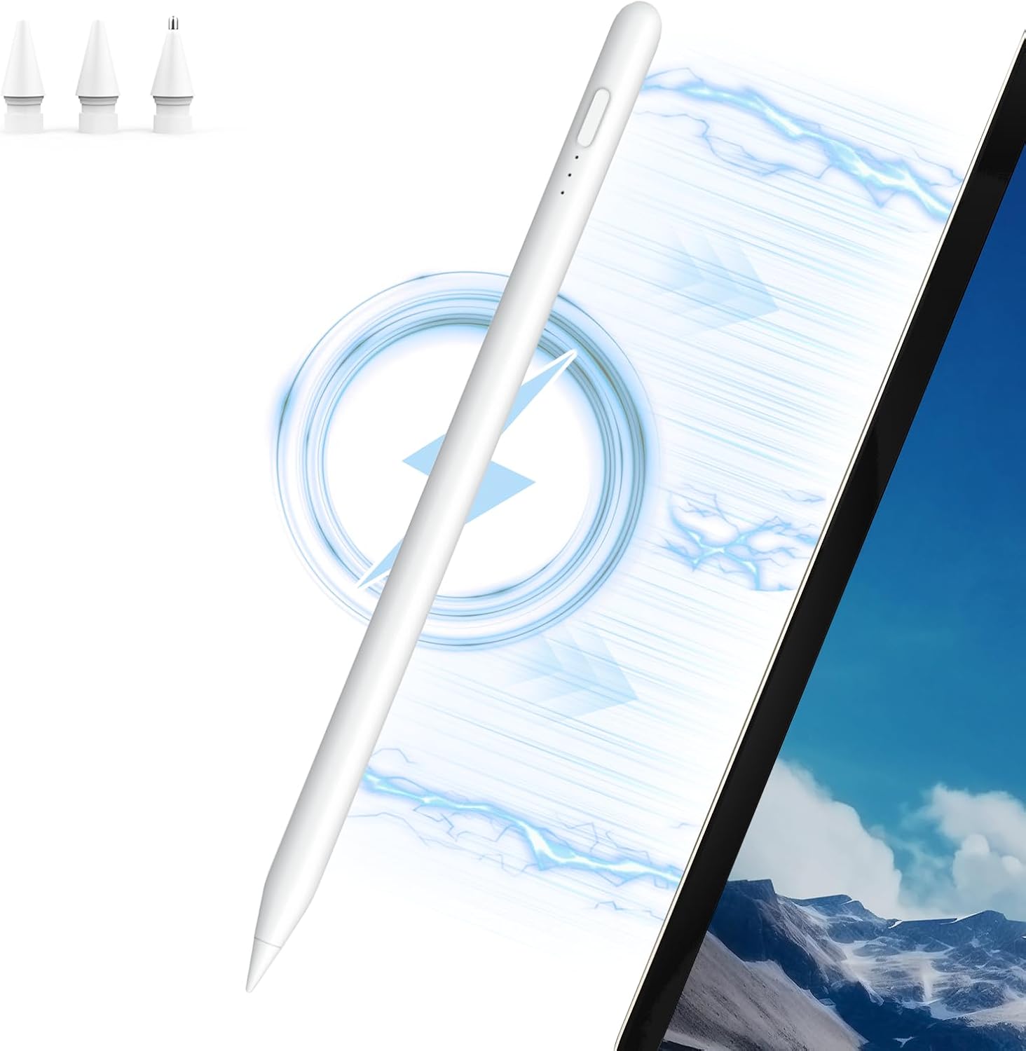 MEKO Stylus Pen for iPad with Magnetic Wireless Charging, 15 Mins Fast Charging iPad Pen, Palm Rejection, Tilt Sensitivity Pencil Compatible with i-Pad Pro 11"/12.9", Air 4/5, Mini 6