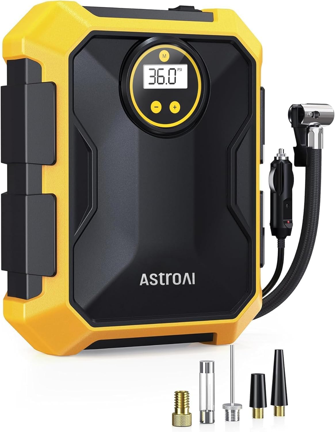 AstroAI Tyre Inflator 12V DC Portable Air Compressor, Car Accessories, Auto Tyre Pump 101PSI with LED Light, Digital Air Pump for Car Tyres Bicycles Other Inflatables
