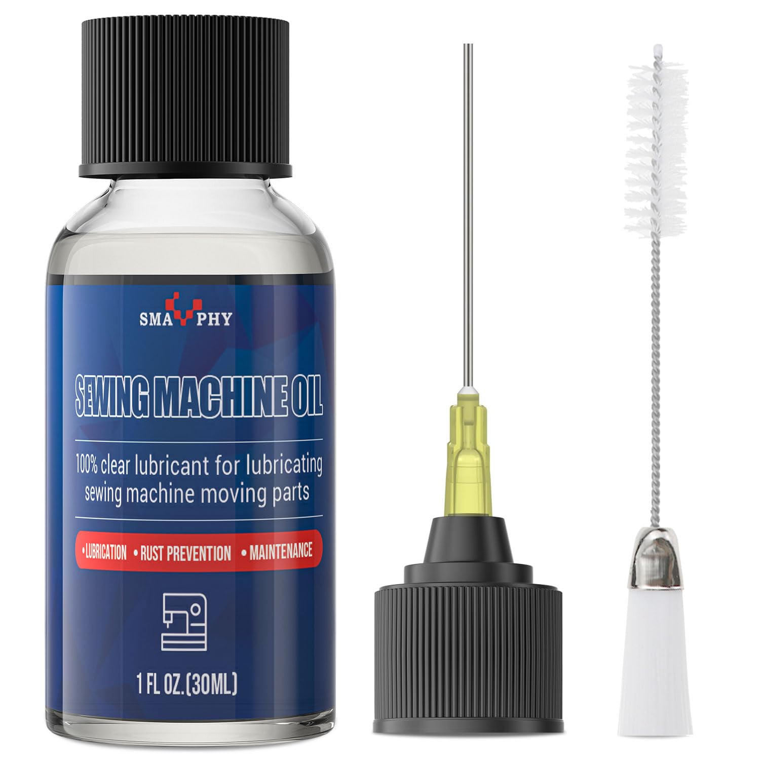 Ultimate Sewing Machine Oil with Needle tip and Dual-Ended Brush, Clear Machine Oil for Lubrication of All Sewing Machine Moving Parts