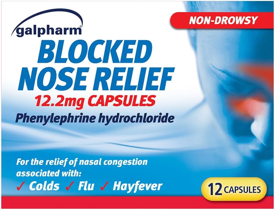 Galpharm Blocked Nose Relief 12 Capsules x 5 Boxes (60 Capsules)
