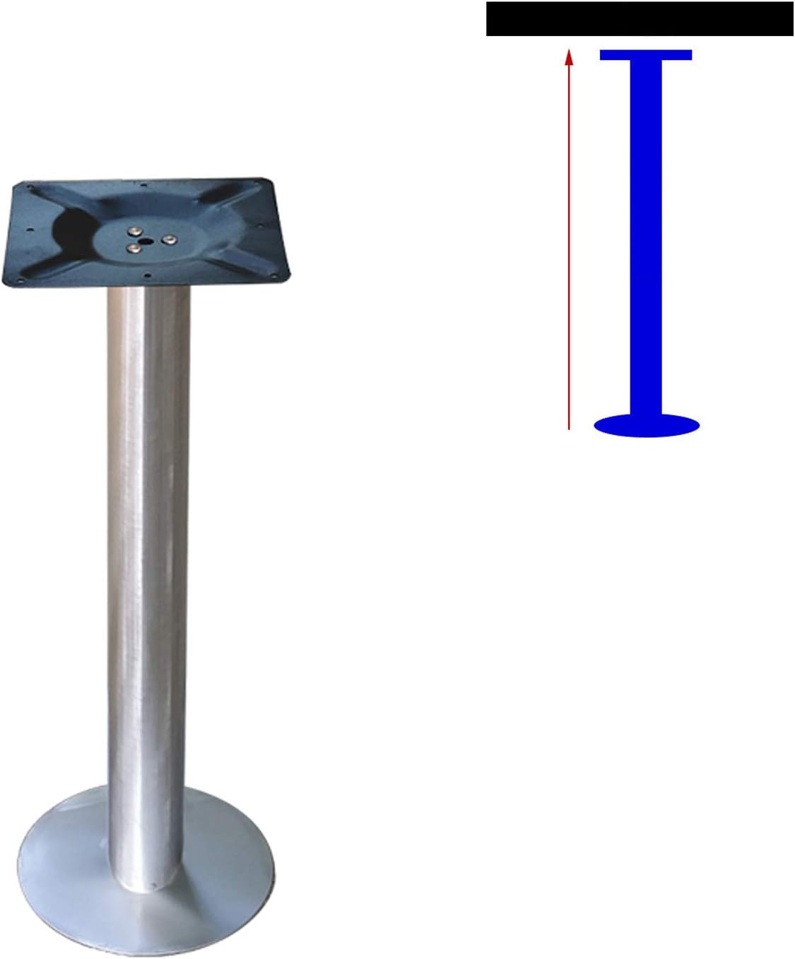 Heavy Duty Single Column Desk Leg,Furniture Counter Leg,Bar Coffee Table Leg Support Column,Metal Thickening Round Tube Bracket for Kitchen Breakfast Bar Stand Bench Worktop,1pcs(Silver85cm/33.5in)