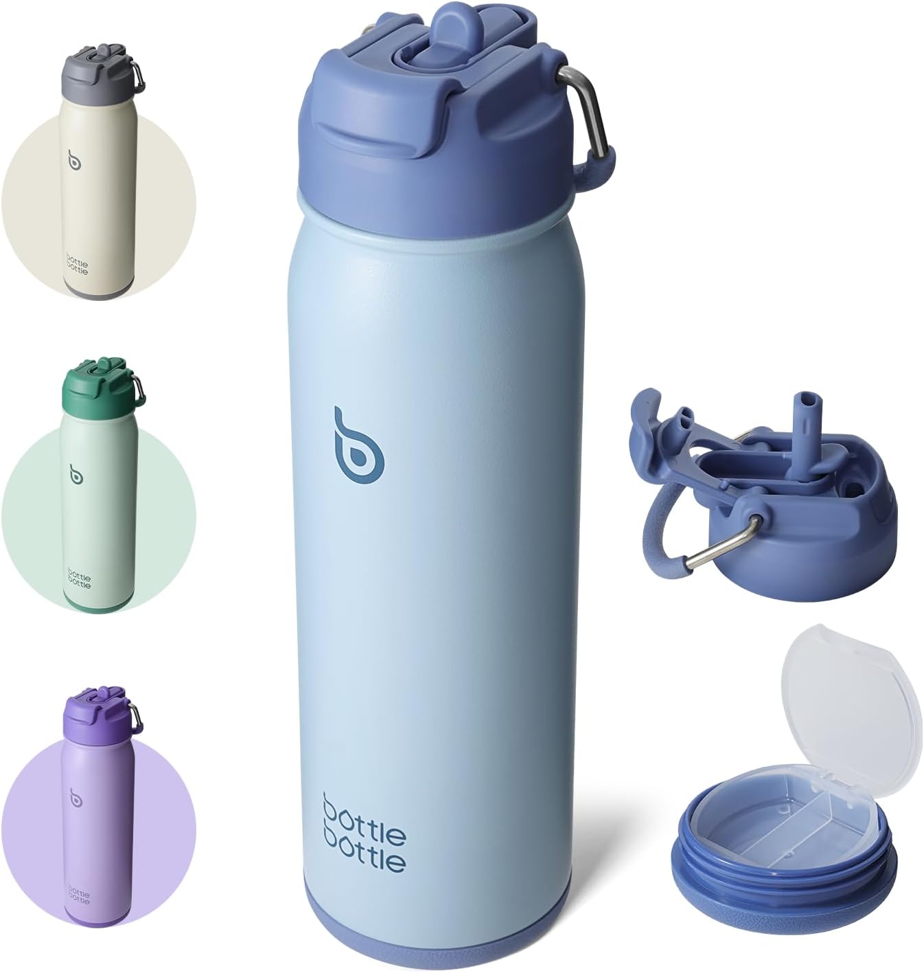 BOTTLE BOTTLE 24 oz Sports Water Bottle with Pills Holder