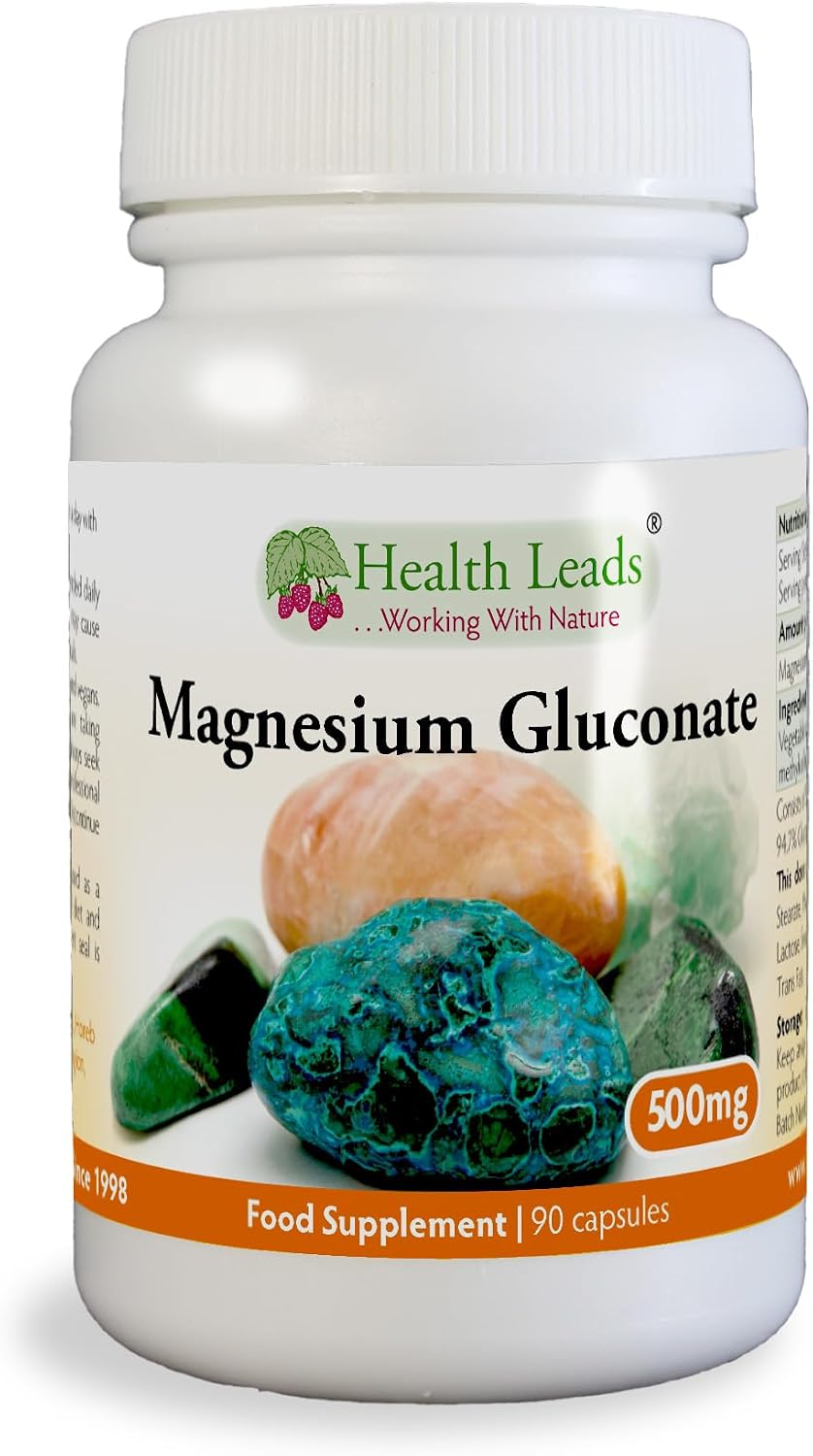 Magnesium Gluconate 500mg x 90 Capsules (100% Additive Free)