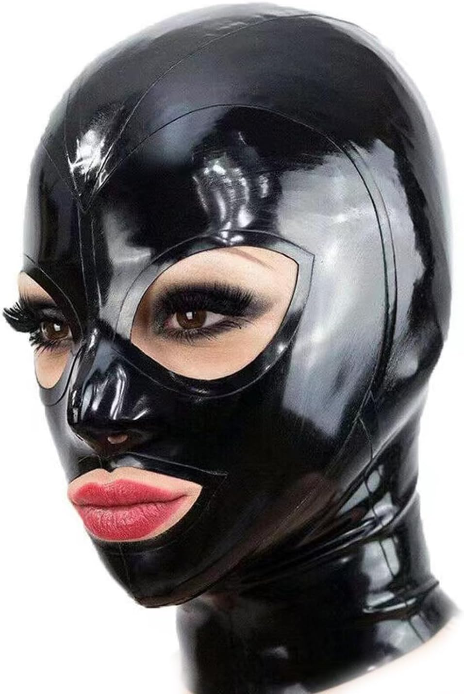 Black Latex Hood Mask Full Face Mask Riding Mask Hood Party Latex Mask for Cosplay (XXL)