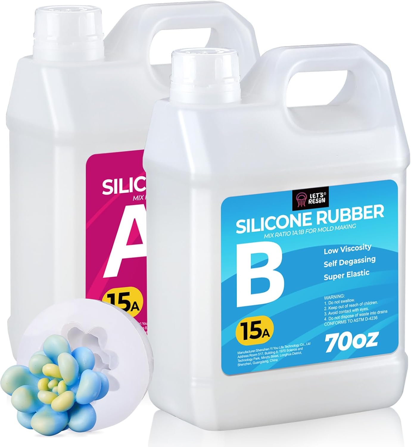 LET'S RESIN Silicone Mold Making Kit Liquid Silicone Rubber 140oz/1 Gallon
