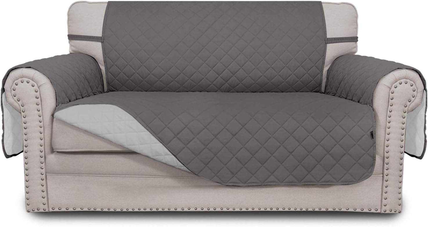 Easy-Going Reversible Couch Cover, 2 Cushion Sofa, Gray/Light Gray