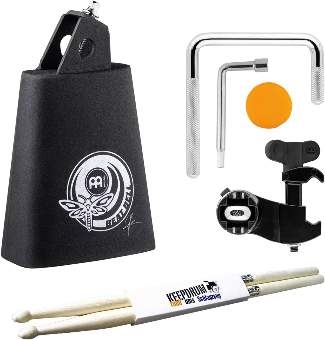 Meinl AN-BB Cowbell 4.5 Inch Anika Nilles Signature Beat Bell with Keepdrum Drumsticks