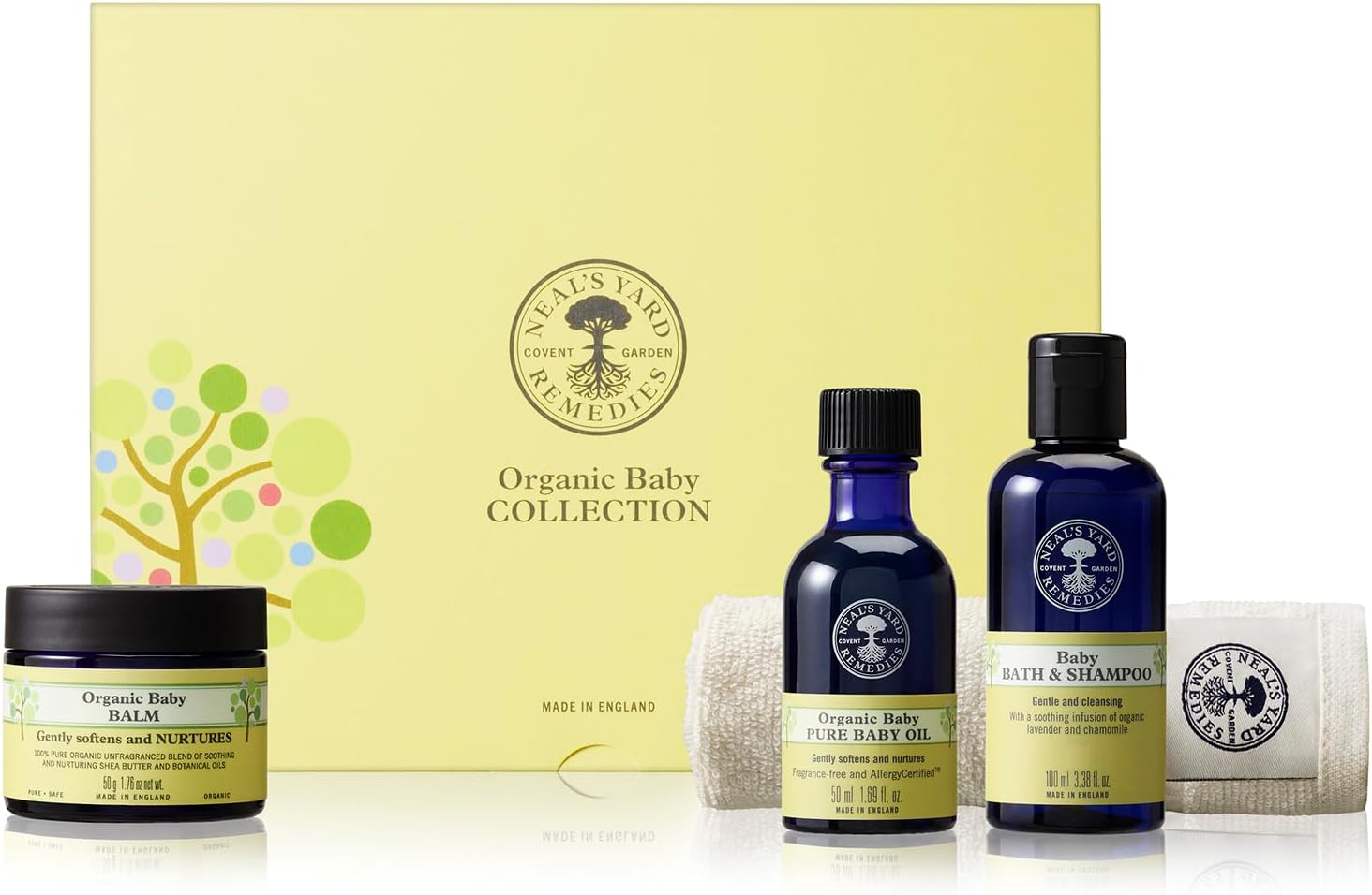 Neal's Yard Remedies Baby Collection, Gentle Body Wash, Oil & Lotion, Gift Set, Suitable for Newborns, Cruelty-Free