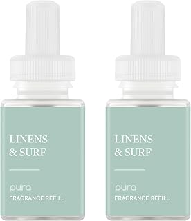 Pura Smart Home Air Diffuser Fragrance - Smart Home Scent Refill - Up to 120-Hours of Premium Fragrance per Refill - Clean Diffuser Fragrance for Home, Office & Apartment - 2 Pack, Linens & Surf