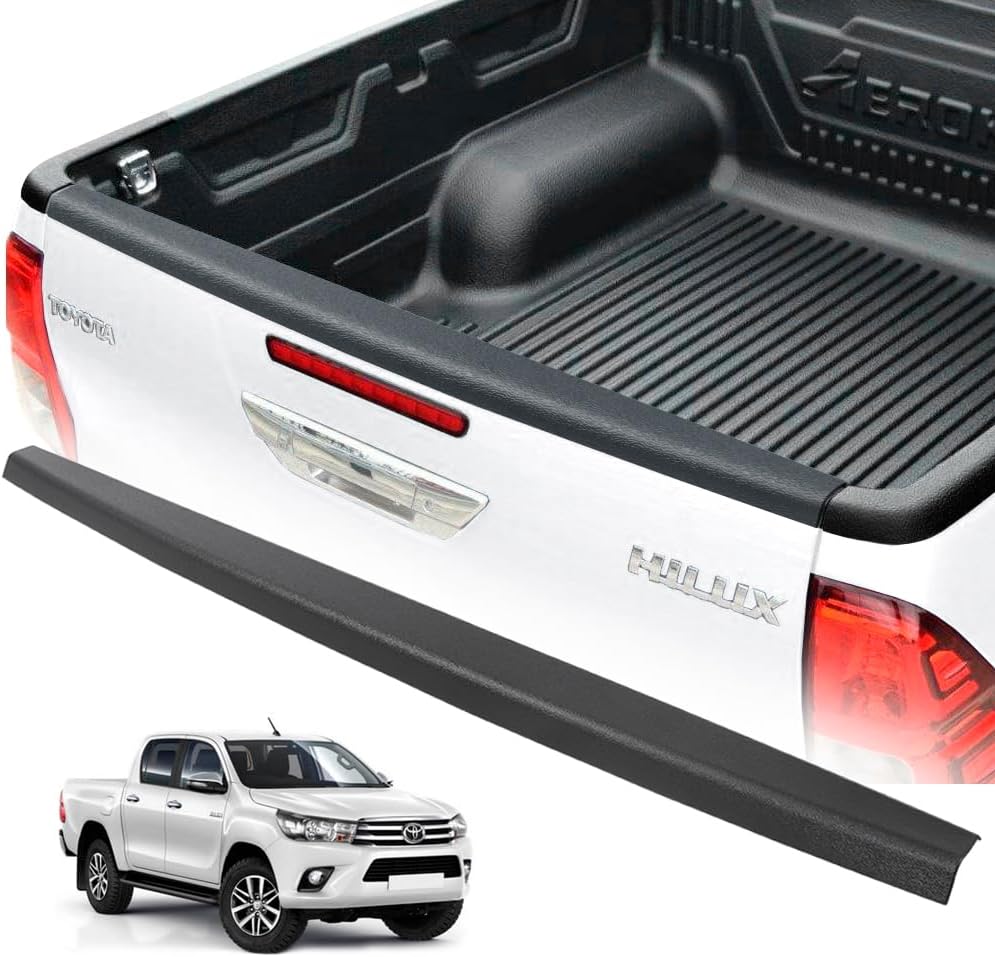 JHCHAN Tailgate Protector for Toyota Hilux 2015-2020 Invincible GR SPORT Rear Tail Gate Cover Bed Cap Rail Liner Loading Guard External Accessories Textured Black