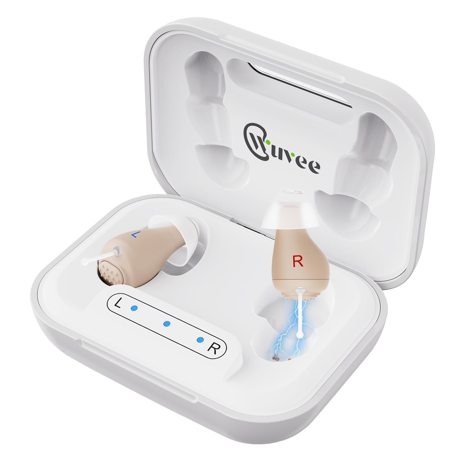 OTC Hearing Aids for Seniors, Rechargeable Hearing Amplifiers Devices with Noise Cancelling, Superior Sound Quality for Women Men Hearing Loss, Auto On/Off